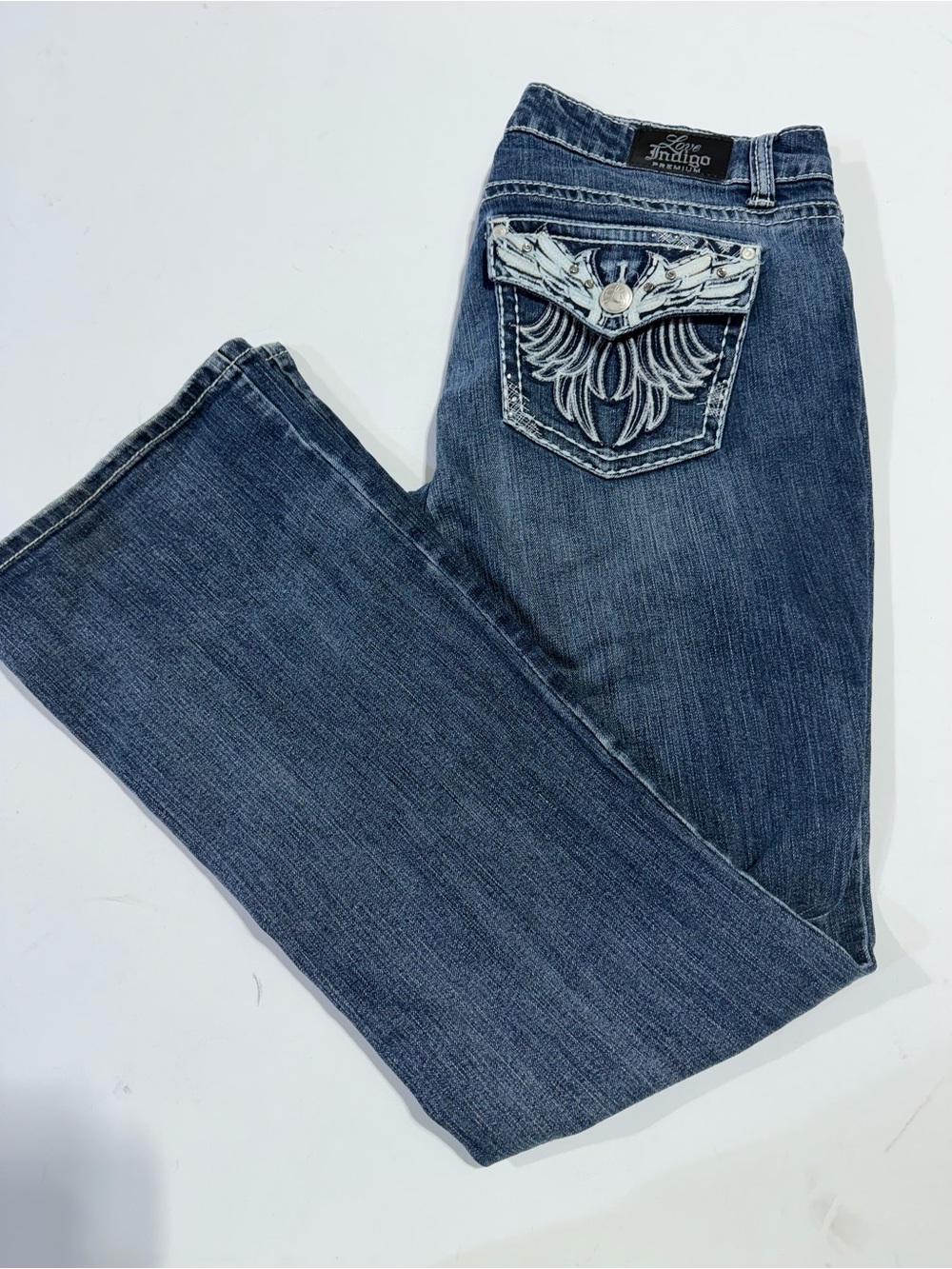 Indigo Blue Women's Dark Blue Embroidered Pocket Jeans